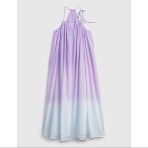 GAP lavender + light blue tie-neck Maxi Dress